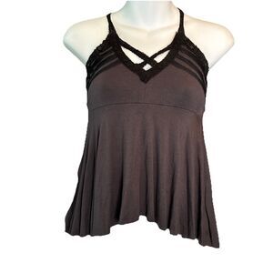 Vintage Havana Babydoll Lace Tank Top Small Black Whimsigoth Fairy Romance Y2K